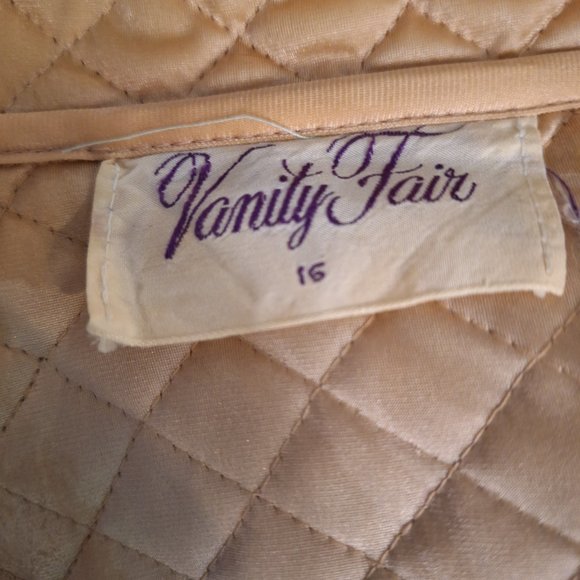 Vanity Fair Vintage Dressing Gown/Bathrobe Size 16 Brown & Tan Quilted - Picture 6 of 6